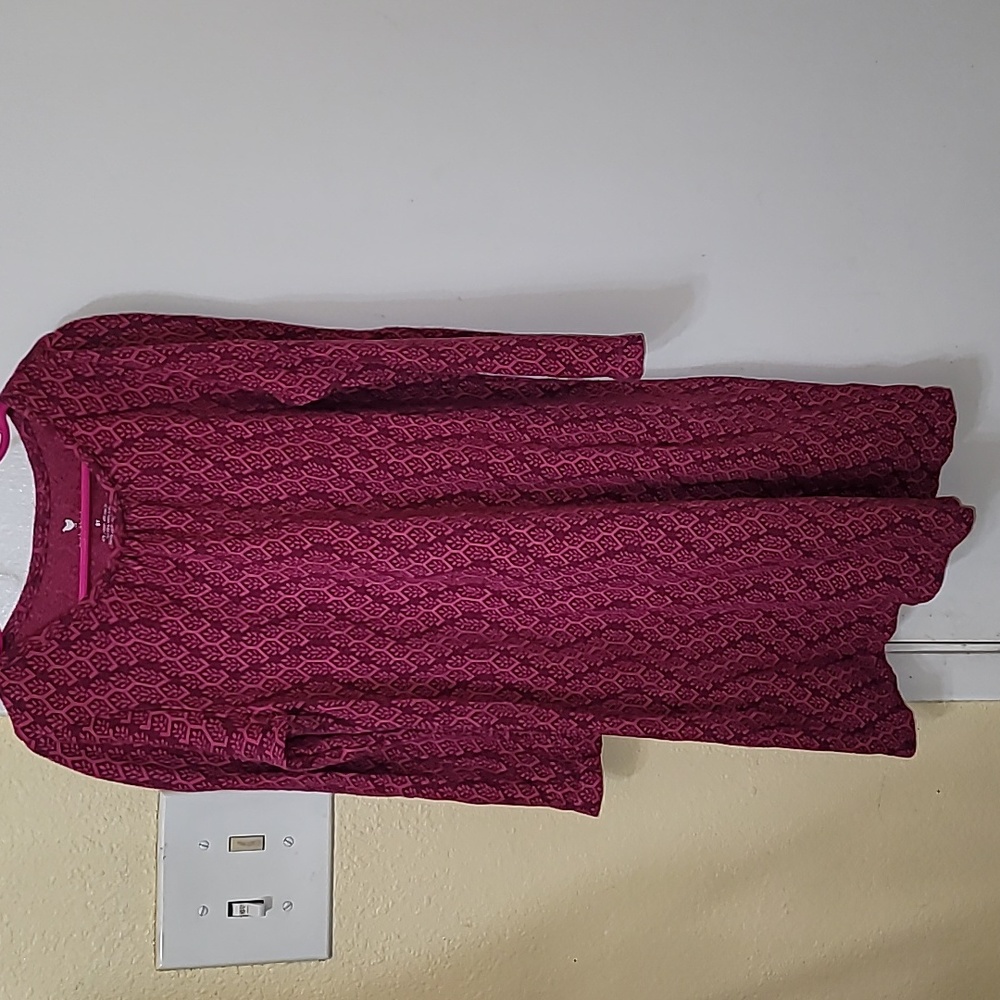 Pink chicken knit dress pink purple girls 8 floral print long sleeve